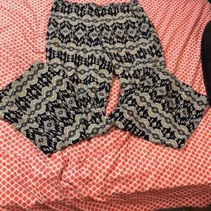 A pair of navy blue and white pants.
